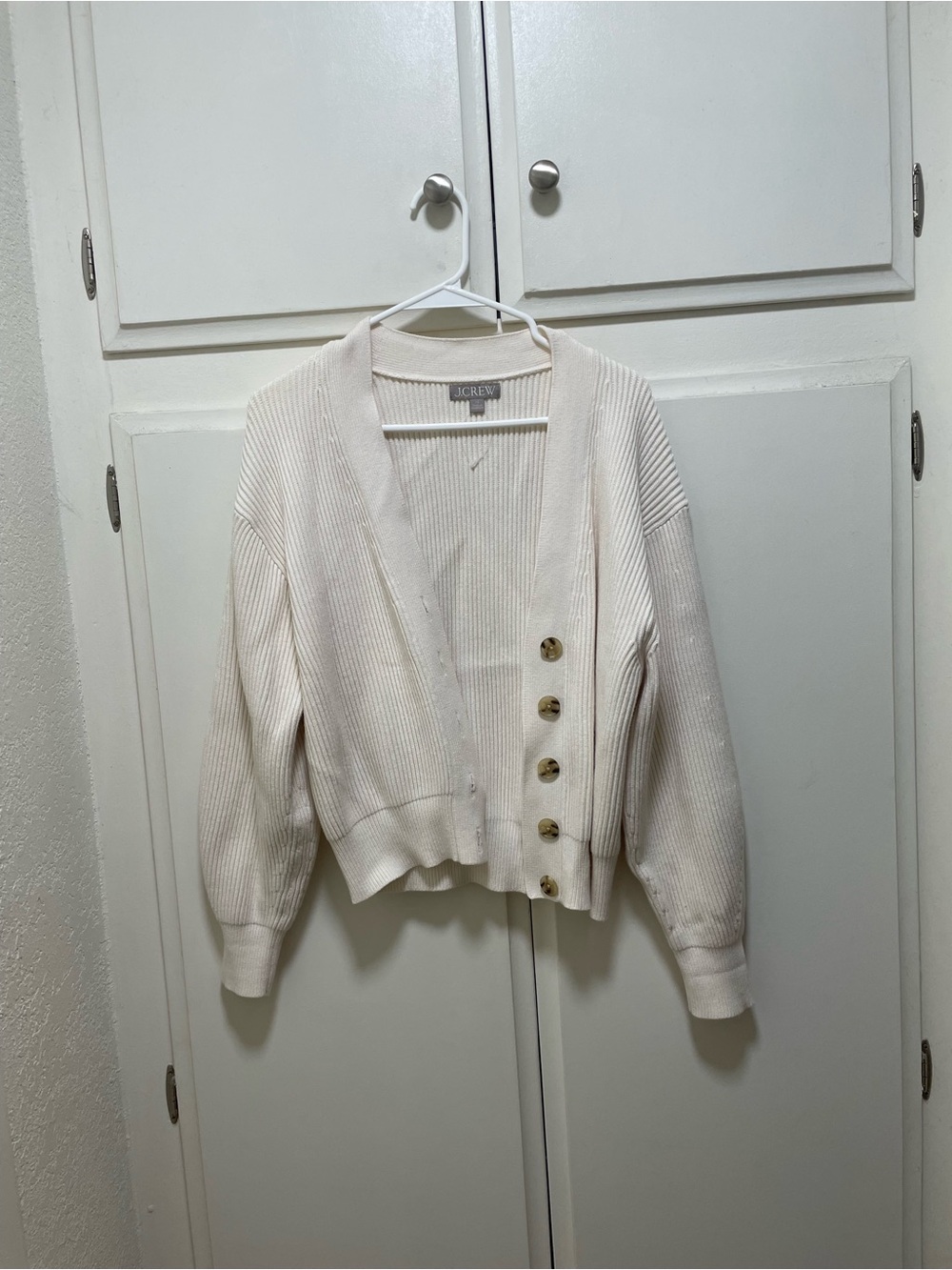J. Crew Cream Ribbed Women's Cardigan Sweater